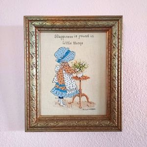 Hollie Hobbie 8 x 10 framed needlepoint